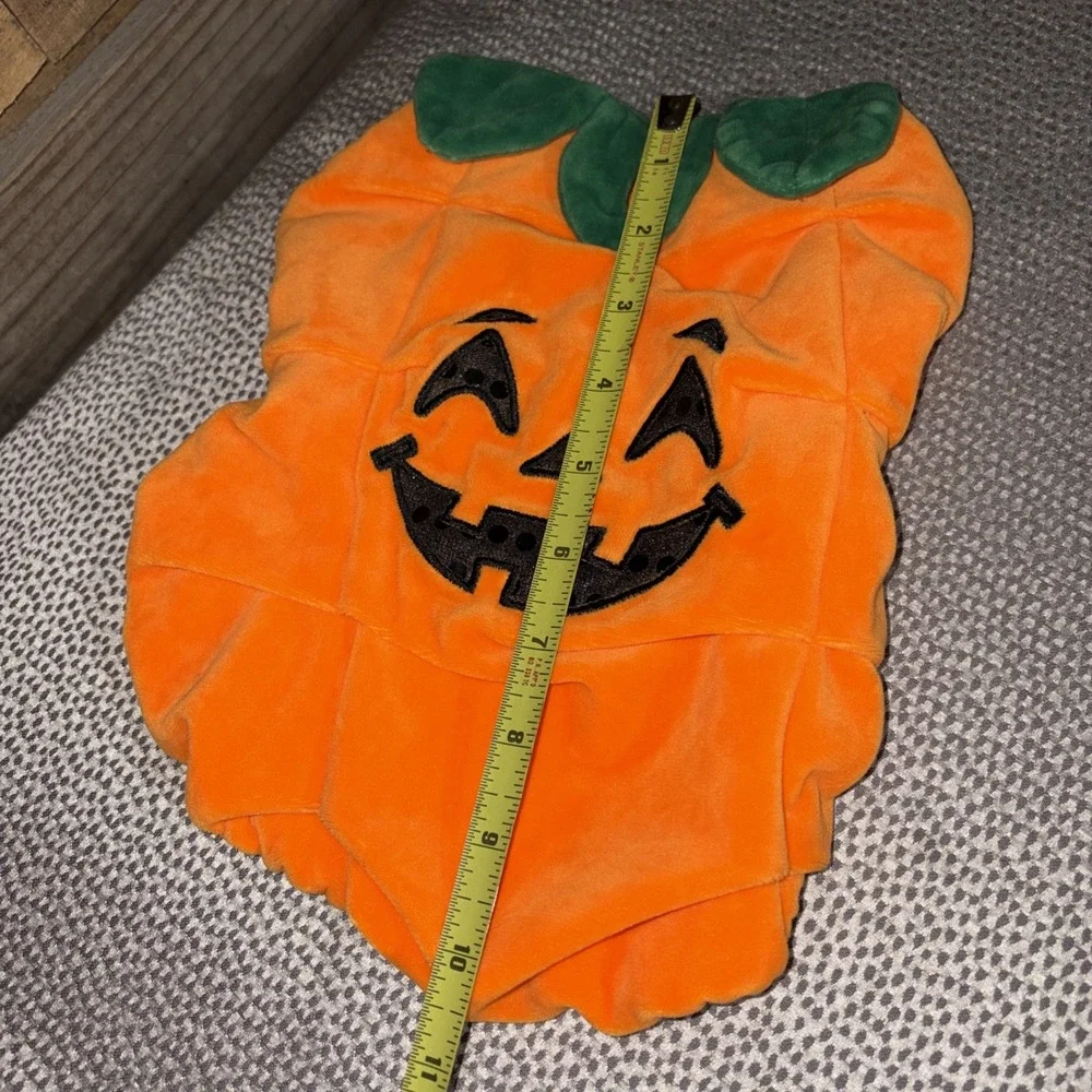 Pet Dog Pumpkin Face Halloween Costume Orange Size Small